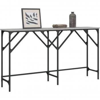 Mesa consola de madera de ingeniería 140x29x75 cm en color Negro, Roble Sonoma y Roble ahumado - Mesa de sofá, Mesa de Entrada para Salón, Consola de Entrada, Mueble Recibidor, Mes