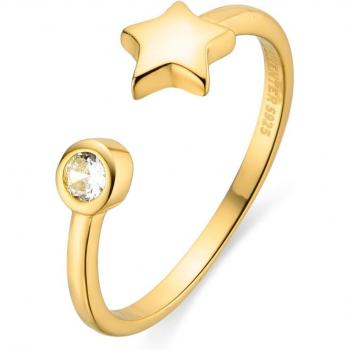 Anillo de Plata de Ley 925 con Circonita Brillante y Acabado en Oro Amarillo Luxenter Fazih