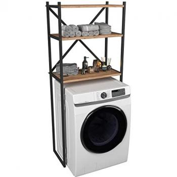 Armario Superestructura Metálica para Lavadora Insasi con 3 Estantes de Madera - Dimensiones: H. 160 x B. 66 x T. 34 cm