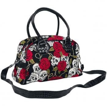 Banned Skulls And Roses Bolso Negro