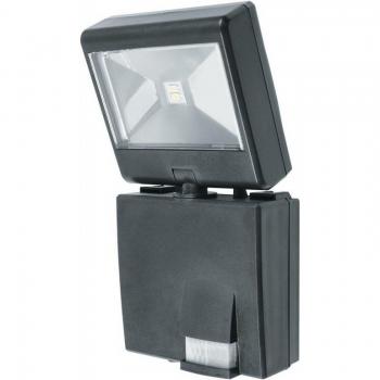 Aplique de jardín con detector Cosmo 1 bombilla termoplástico negro IP44 4000K