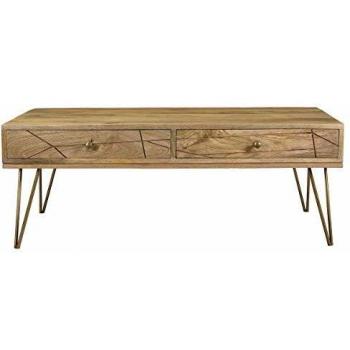 Mesa de centro LINIUM en mango y metal dorado