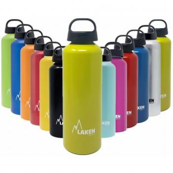 Laken Classic Botella de Agua Cantimplora de Aluminio con Tapón de Rosca y Boca Ancha 1L Verde Mate