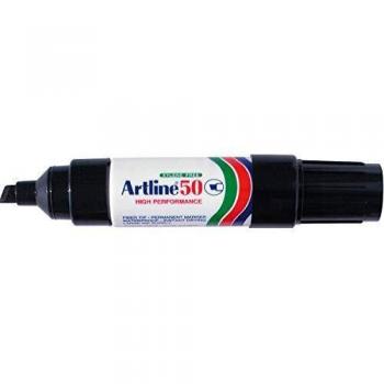 Artline – Lote de 6 rotuladores permanentes permanentes de punta biselada de 3 y 6 mm, color negro