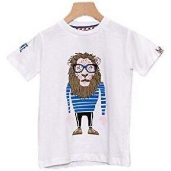 Leone - Camiseta de niño Nerd de Manga Corta - Blanco ÓPTICO