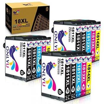 ONLYU 18XL Cartuchos de Tinta Reemplazo para Epson 18 18 XL Compatible con Epson Expression Home XP-322 XP-215 XP-205 XP-225 XP-305 XP-325 XP-422 XP-405 XP-415 XP-425 XP-315 XP-312
