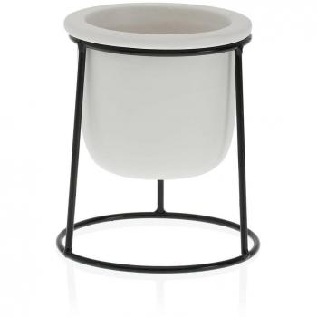 Maceta Versa Blanco Metal Cerámica Plástico Cuadrado Minimalista 10,5 x 14,5 x 10,5 cm - Bixoto.com