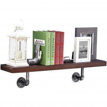 Danya b floating pipe industrial rustic shelf wall mount easy to hang 36 x 7 umber mocha