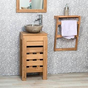 Wanda Collection Mueble pequeño para cuarto de baño WC de teca 40 cm - Marrón