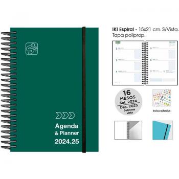 Agenda Escolar 24-25 Catalan Iki Unicolor Spiral Green