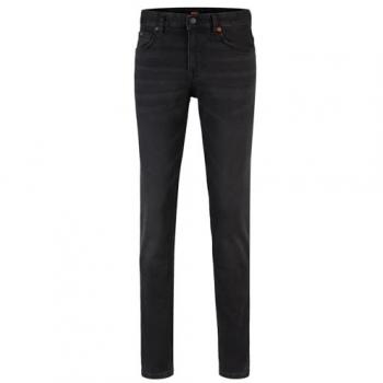 Boss Orange Delaware Men's Slim-fit Jeans in Black Super-Stretch Denim - Size: W34 L32 - Color: Black 008