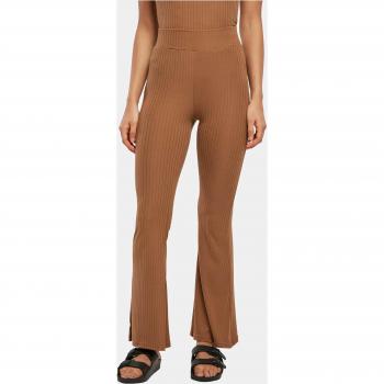 Urban Classics Women's High Waist Ribbed Flared Leggings in Dark Taupe 5XL