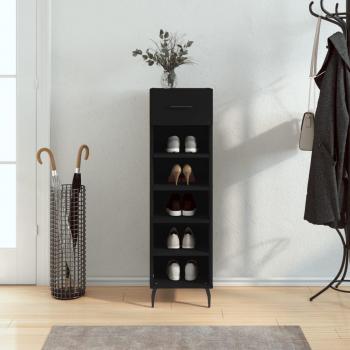 Zapatero negro de madera multicapa 30x35x105 cm