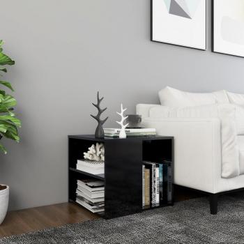 Mesa auxiliar negra pulida de madera multicapa 50x50x45 cm