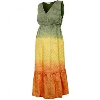 MAMALICIOUS Mlemilia S/l Woven Midi Dress A. Vestido, Lavado: Dip Dye Mellow Yellow Rose Cloud Medio Verde, Mujer