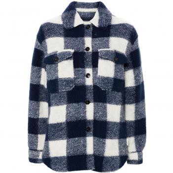 Woolrich Women's Gentry Overshirt in Blue, Size Large, CFWWOS0119FRUT315531003, Light Jackets, female, Multicolor, Blue Check Fleece Jacket