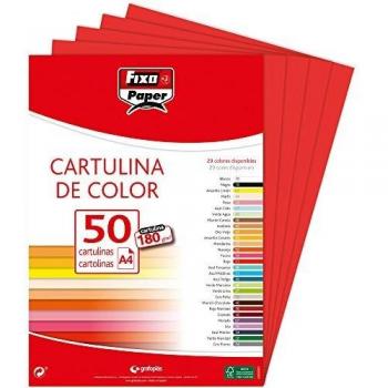 Fixo paper 11110351 z paquete de cartulinas a4 z 50 unidades color rojo 180g