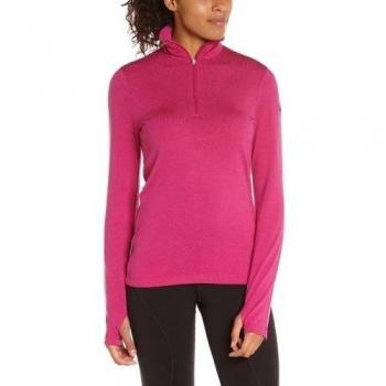 Icebreaker Shirt Unterhemd langarm Rollkragen Tech Top Long Sleeve Half Zip - Top interior térmico para mujer, color magenta, talla XL