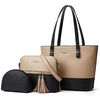 MOSSCATE Bolso de mano de mujer,Bolsos Mujer Bandolera Bolso Hombro Bolsos Mujer Grande Moda Cuero PU Bolsos Billetera 3pcs Set