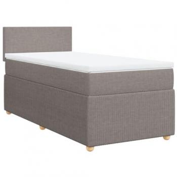 Cama box spring con colchón Tortera 100x200 cm en tela gris taupe