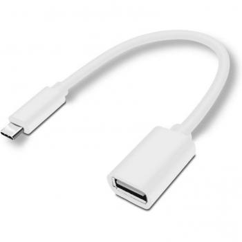 Adaptador de Corriente USB-C a USB-A 3.1 con Enchufe EU y Cable Blanco