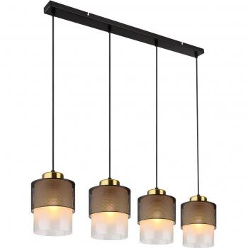 Lámpara Colgante Olga de 91 cm, Negra, 4 Luces, Metal y Vidrio