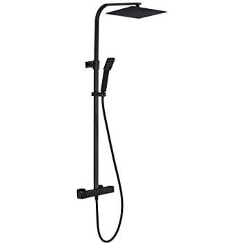 Columna de ducha termostática negra Quartos 300 - Essebagno
