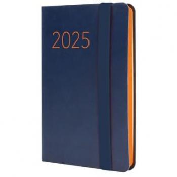 Finocam - Agenda Flexi Lisa 2025 Semana Vista Horizontal Azul, Encuadernada, 12 meses (Enero 2025 - Diciembre 2025), Tamaño F2-82x127 mm, Multilingüe