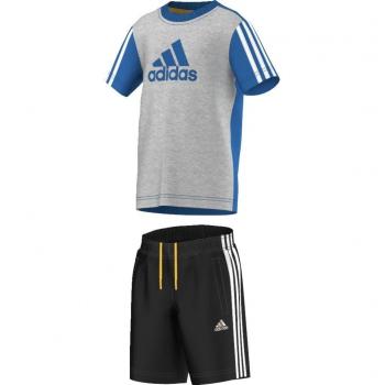 Adidas LK Ess Logo S - Chándal Unisex para niños, color Gris / Azul / Blanco