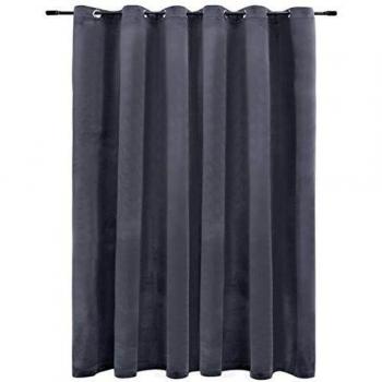 vidaXL Cortina opaca y anillas de metal terciopelo antracita 290x245cm