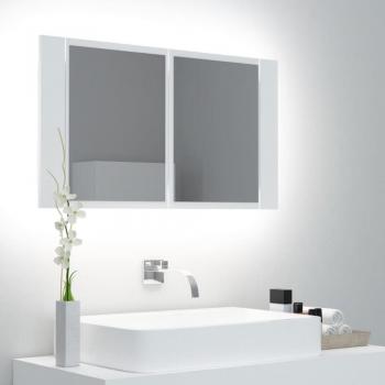 Armario espejo de baño con luz LED 80x12x45 cm
