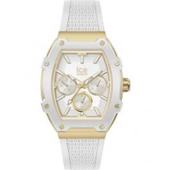 Reloj de Pulsera ICE Watch Boliday Blanco Oro Pequeño Multifuncional 34.50 mm con Correa de Silicona