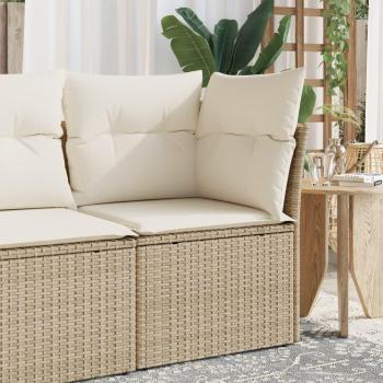 Sofá de esquina de jardín con almohadas beige de Polyrattan
