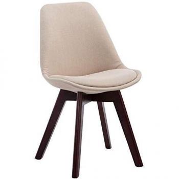 Silla de Comedor Borneo V2 en Tela Crema con Estructura de Nogal