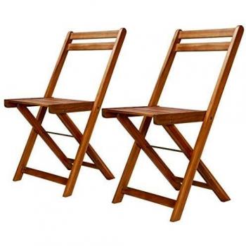 vidaXL Outdoor Bistro Chairs 2 pcs Solid Acacia Wood
