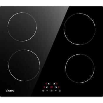 Placa de Inducción Ciarra 4 Zonas 6000W 59cm con Temporizador y Control Táctil