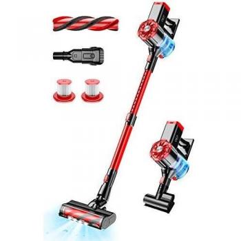 Aspiradora sin Cable, 21000Pa Aspiradora Escoba sin Cable 4 en 1 Aspiradora de Mano con Cepillo LED Aspiradora sin Cable Vertical para Suelos Duros, Alfombras, Pelo de Mascotas Aspiradoras Escobas