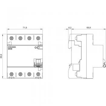 Interruptor diferencial de seguridad Siemens 5SV33444, 4 polos, 40 A, 30 mA, 400 V