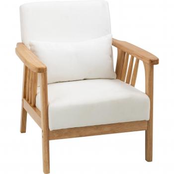 Sillón Vanvik Homcom tapizado terciopelo blanco 78x68x75 cm