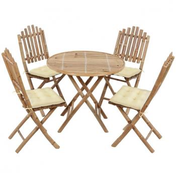 VidaXL Set de Comedor de Jardín Plegable Bambú