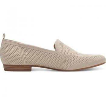 Cómoda Mocasín de JANA mujer con CERTIFICADO VEGANO 24266 en fresco tejido adaptable beig, plantilla acolchada, cómodo tacón tono madera, piso flexible y antideslizante, altura 1,5 CM