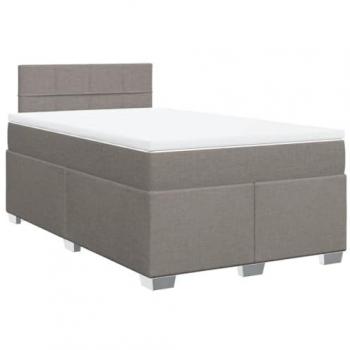 Cama Box Spring con colchón de tela gris taupe 120x200 cm