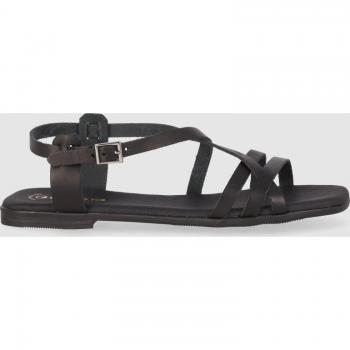 Sandalias Planas de Piel para Mujer Chika10 St Marquesa 5316 Negro con Cierre al Tobillo