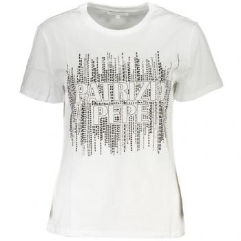 Patrizia Pepe Elegant Short Sleeve Crew Neck Tee with Logo - S