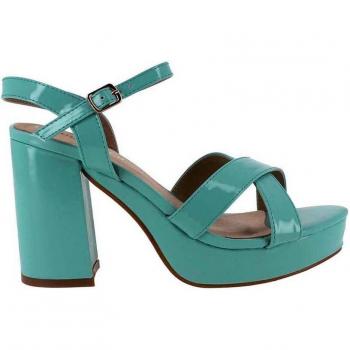 Sandalias de tacón ancho Summer en azul con cierre de hebilla