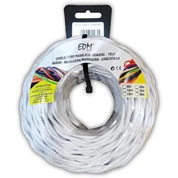 Cable paralelo textil trenzado 2x2,5mm blanco de 5 metros