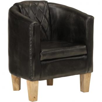 Sillón Butaca de Cuero Auténtico VidaXL - Marrón Claro, Marrón Oscuro, Gris, Sillón Dormitorio, Sillón Cómodos, Silla Relax, Sillón Sofá