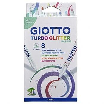 Giotto Turbo Glitter Pastel Rotuladores, Estuche 8 Uds