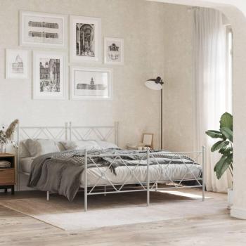 Cama metal pediátrica blanca con cabecero y estribo 160x200 cm