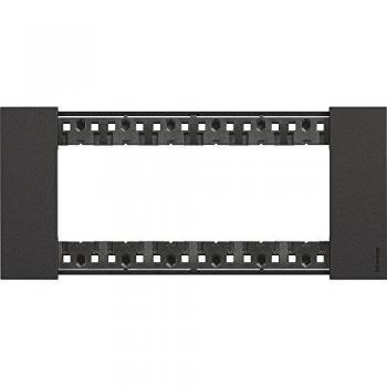 Placa Bticino Living Now 6 Módulos Color Negro KA4806KG, Material Plástico, Serie Civiles, MADE IN ITALY